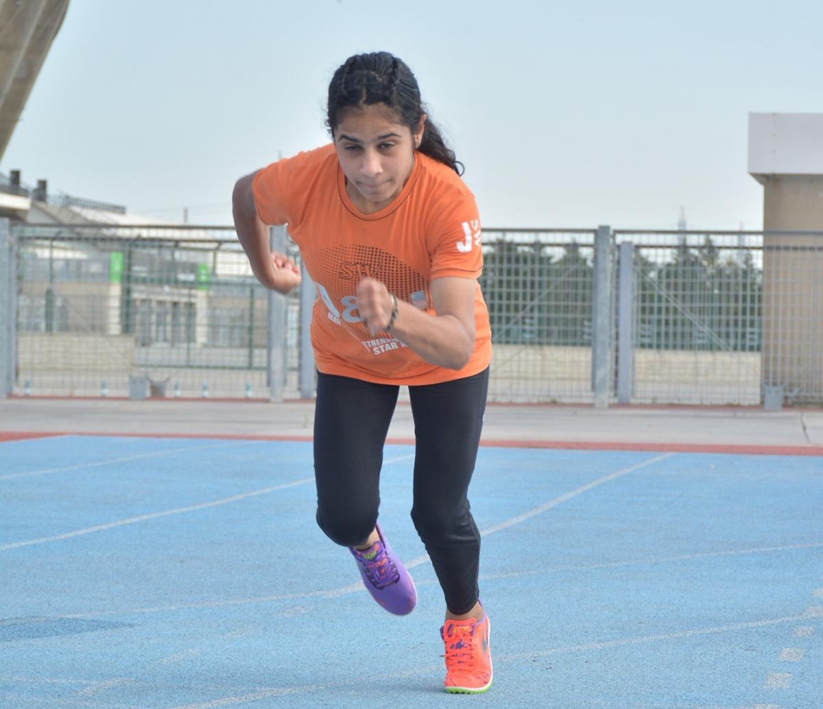 Fatimah Suwaed during a training session ahead of the Tokyo 2020 Paralympic Games