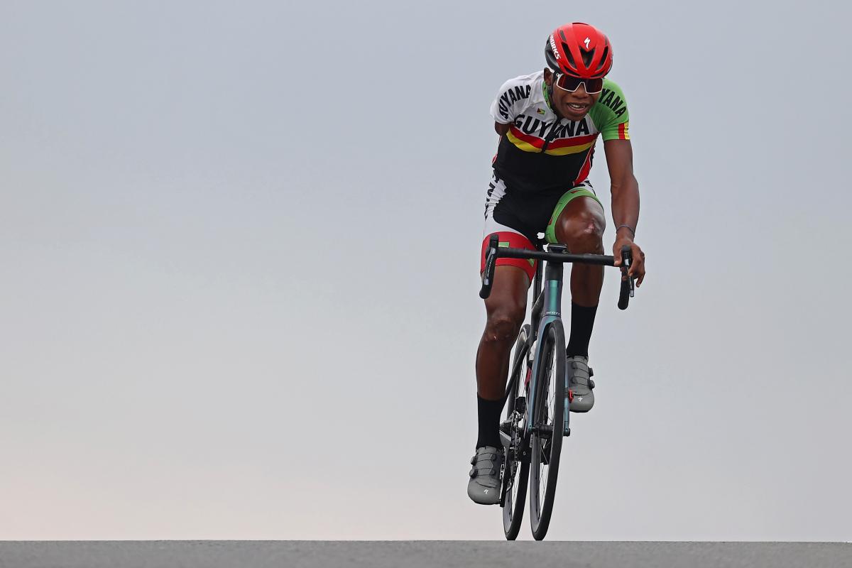 Guyana's Para cyclist Walter Grant-Stuart in action in Tokyo