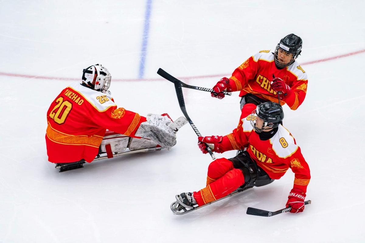 Players celebrate a goal