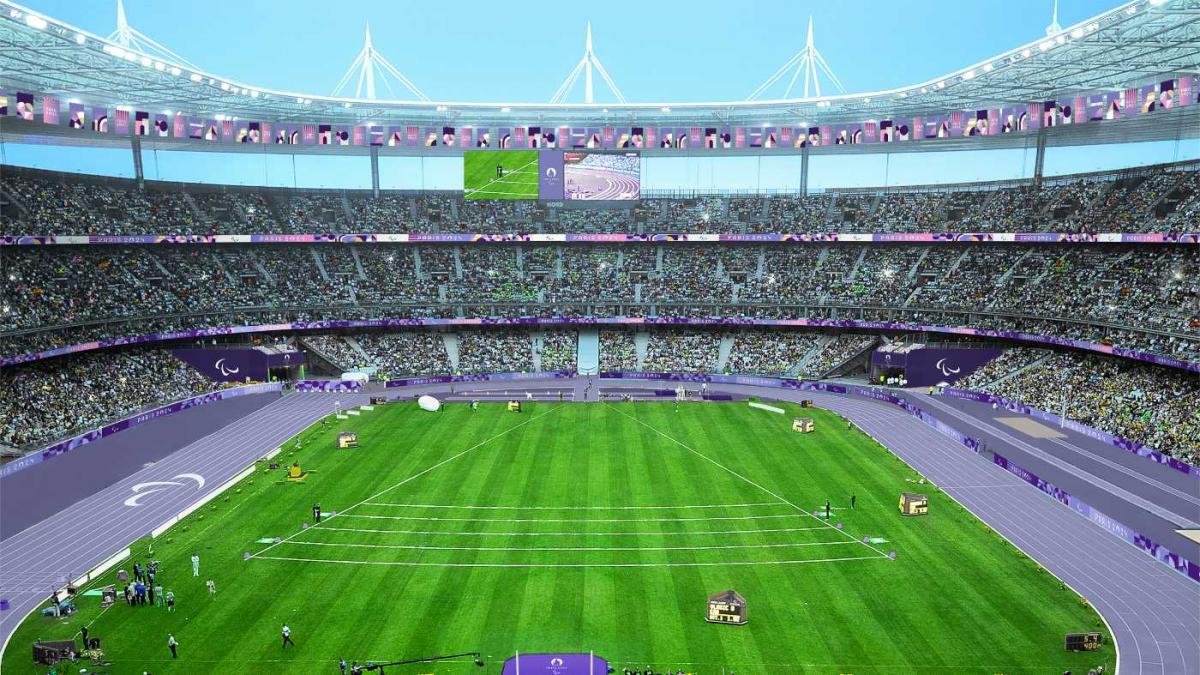 Visual mock-up of the Stade de France which will host Para athletics at Paris 2024