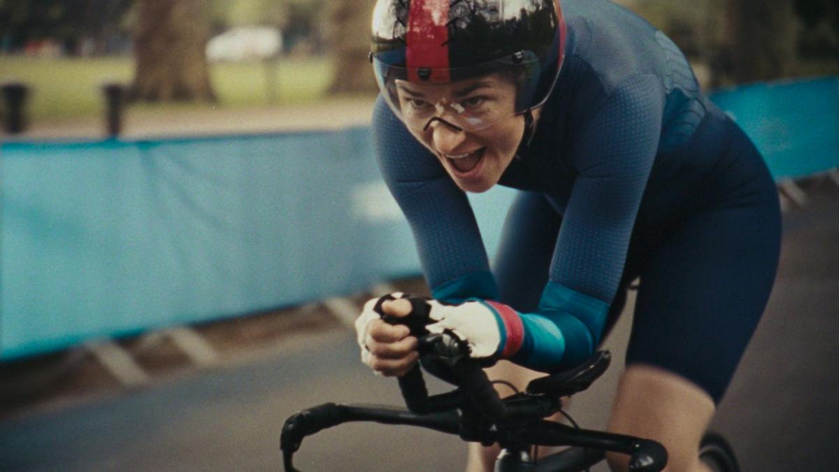 A female Para cyclist in action