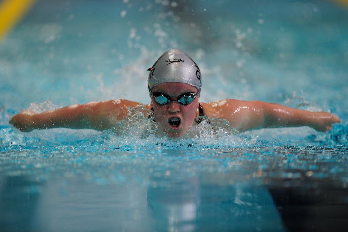 A picture of a woman swimming