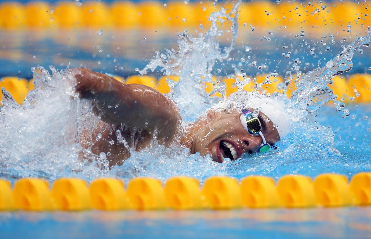 A picture of a man swimming