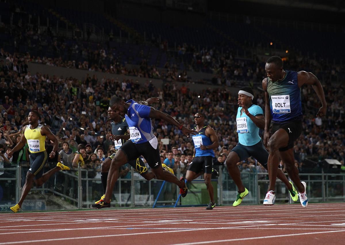 Iaaf Diamond League Gatlin Upsets Bolt International Paralympic Committee