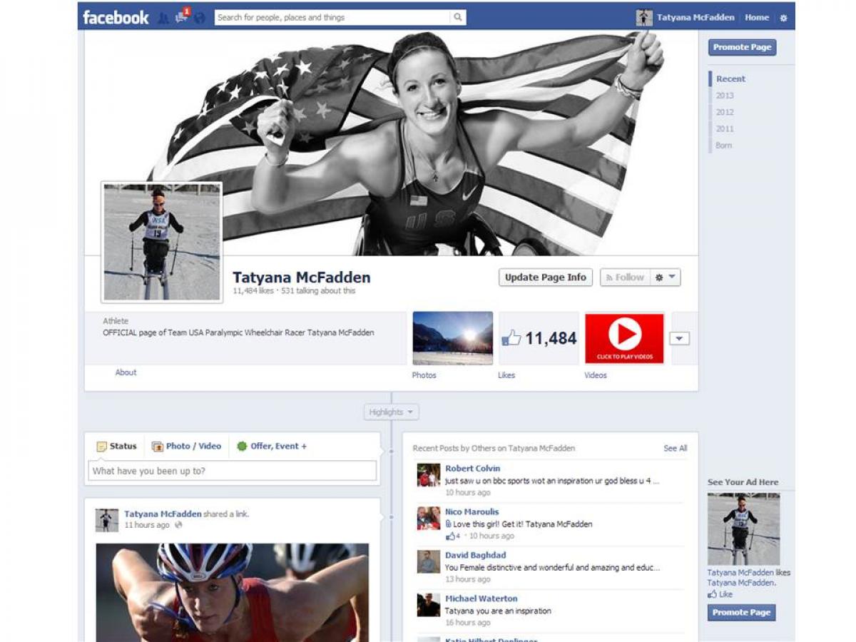 Tatyana McFadden Facebook screenshot