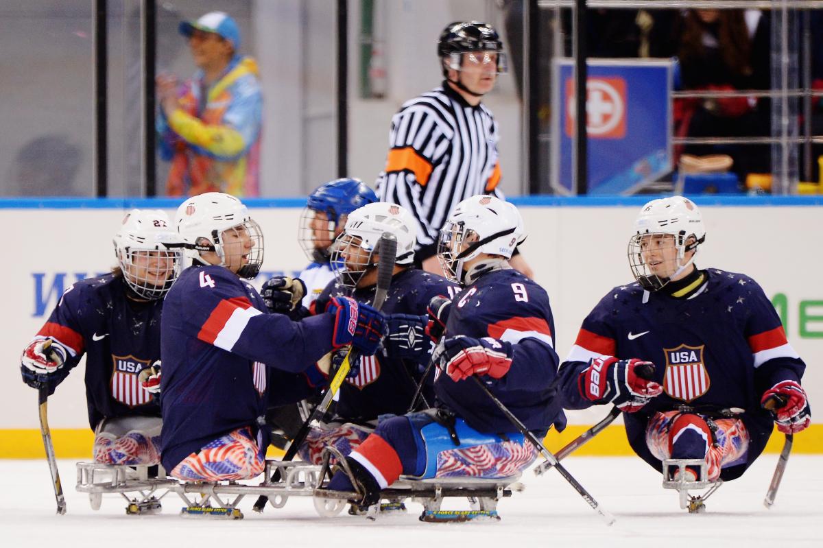 USA's ice sledge hockey team