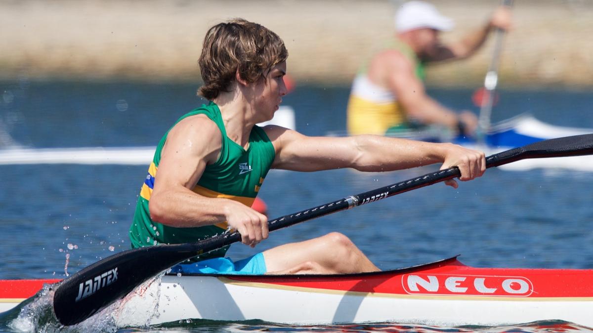 Young canoeist in aciton