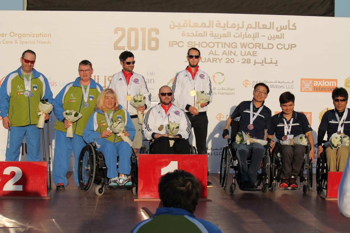 Podium with three teams