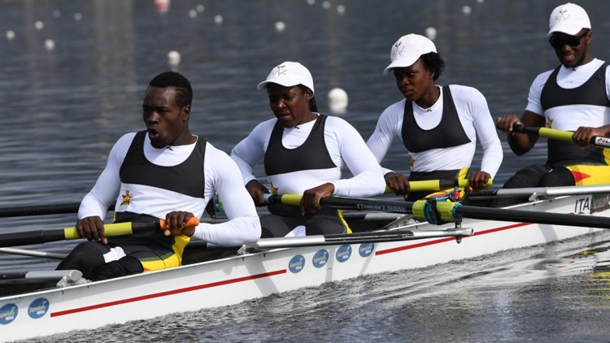 The Zimbabwean para LTA coxed four training in Gavirate, Italy.