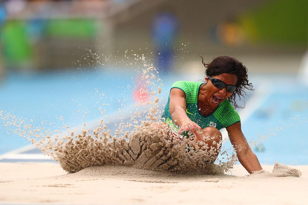 Silvania Costa de Oliveira of Brazil competes in Women's Long Jump