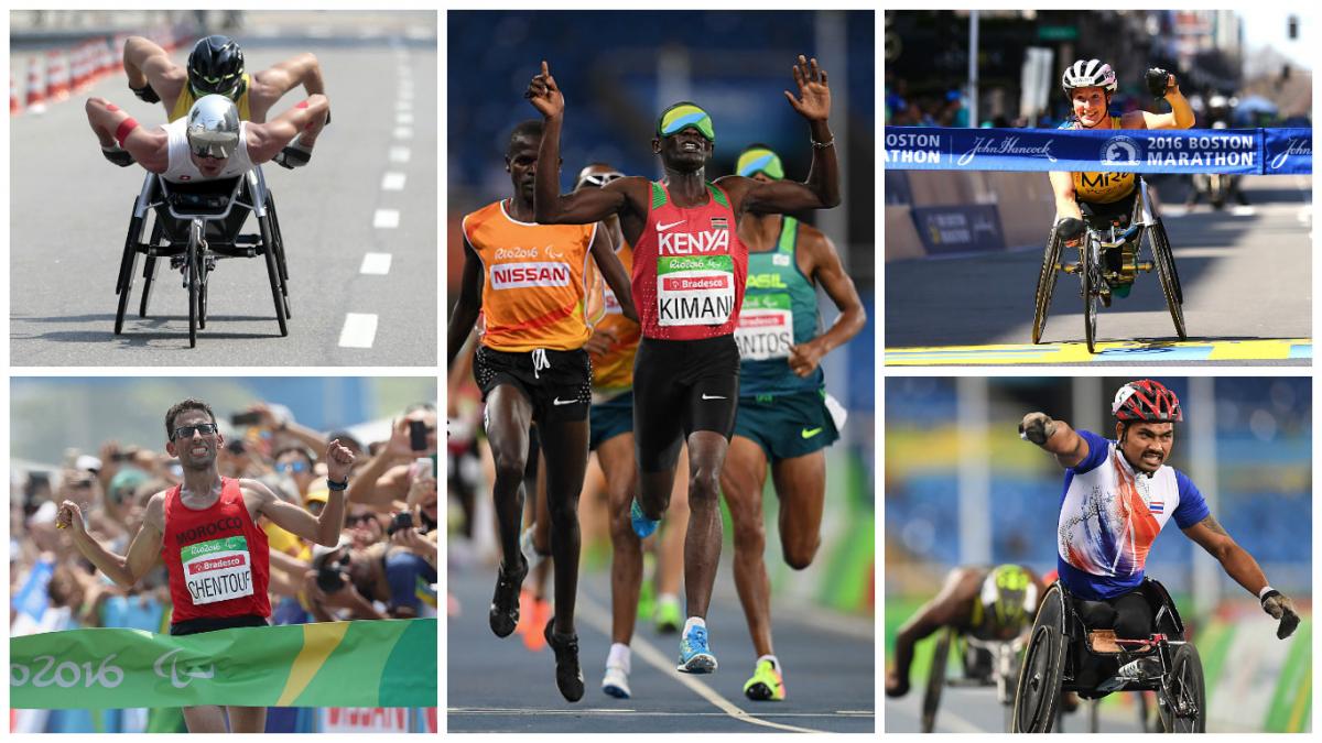 Marcel Hug, Samwel Kimani, Tatyana McFadden, El Amin Chentouf and Prawat Wahoram.