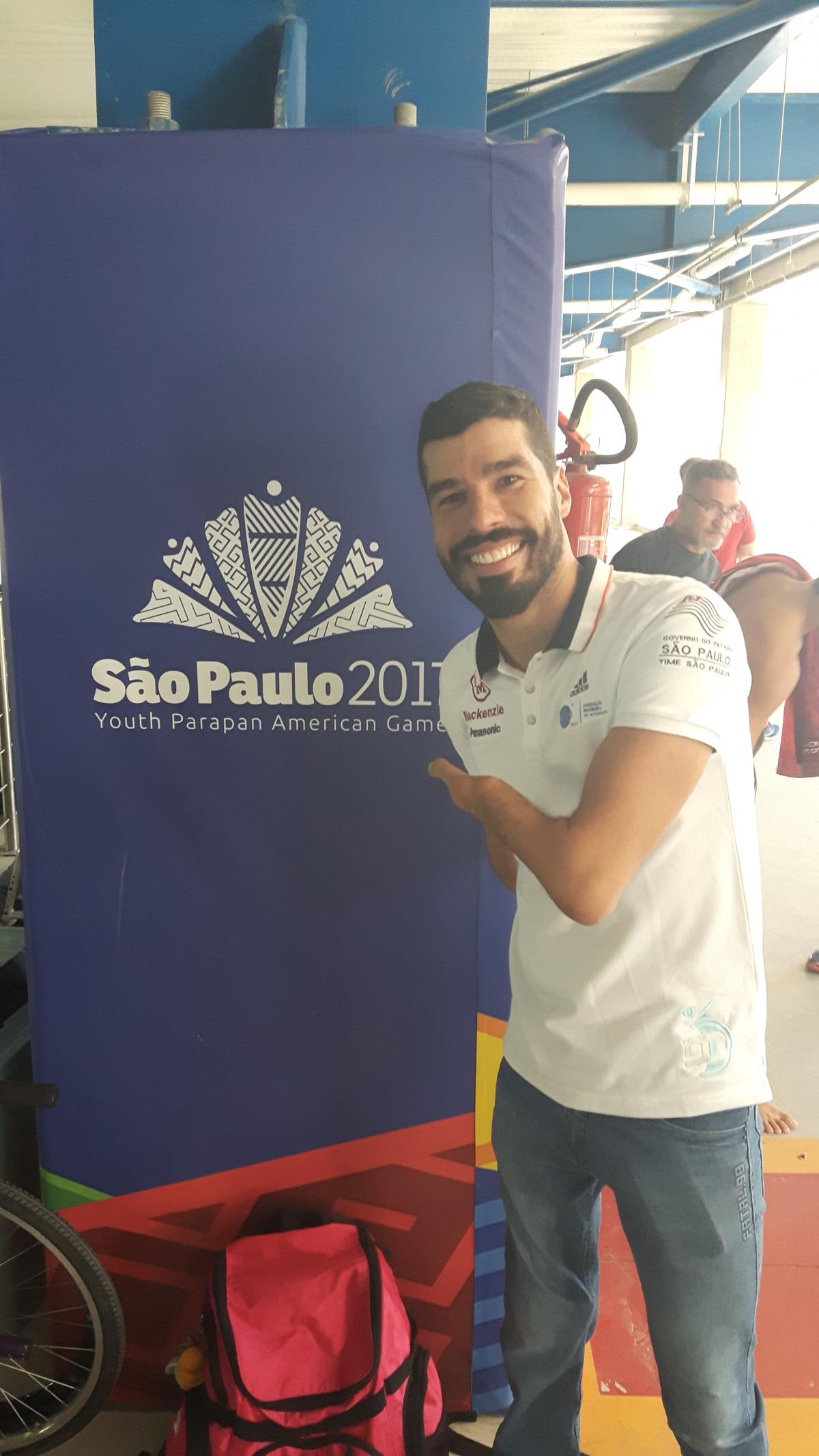 Man poses for photo at Sao Paulo 2017