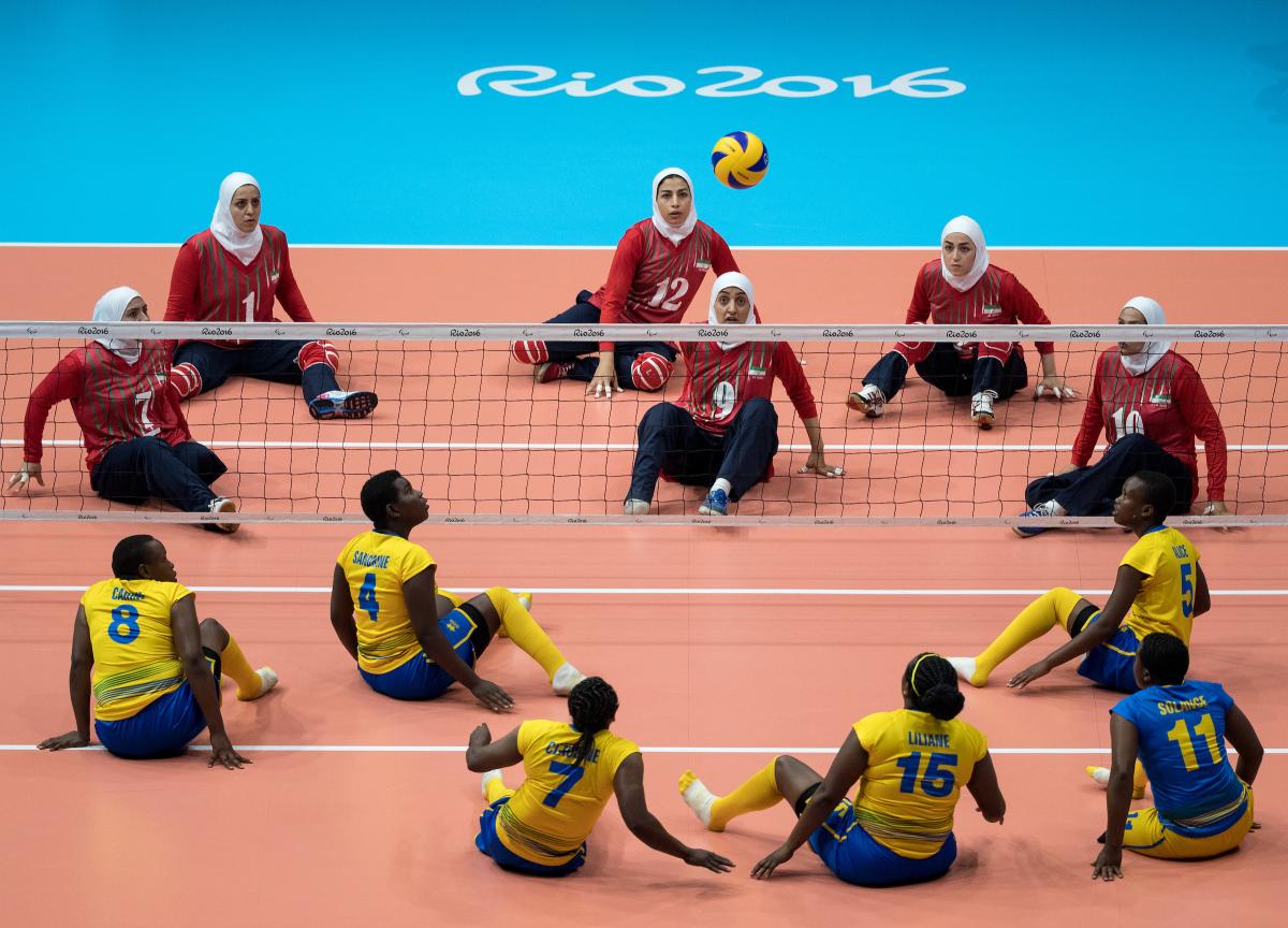 Sitting volleyball players 