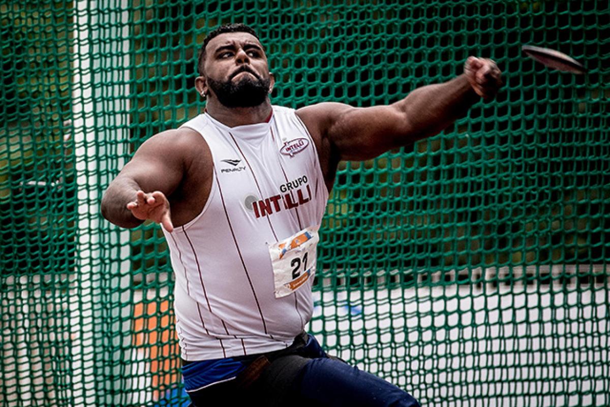 Brazil's Thiago Paulino improved his own discus F57 world record on 21 April 2017 with a throw of 48.04m.