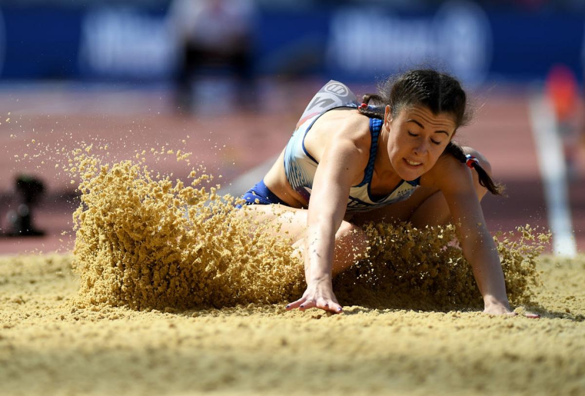 Woman during long jump