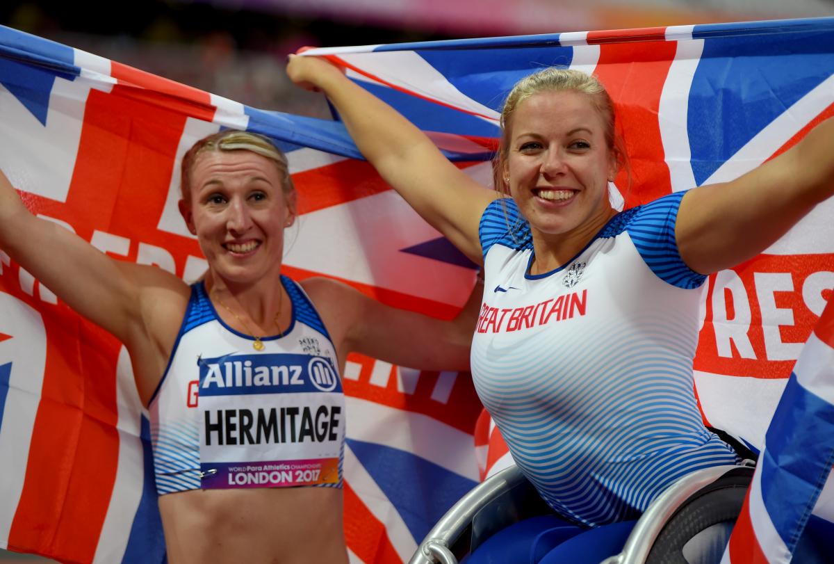 British duo Georgina Hermitage and Hannah Cockroft both won gold on Thursday (20 July) at the World Para Athletics Championships London 2017.