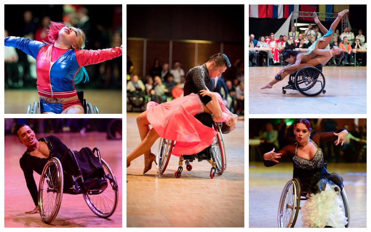 Para dance sport athletes perform on the dancefloor