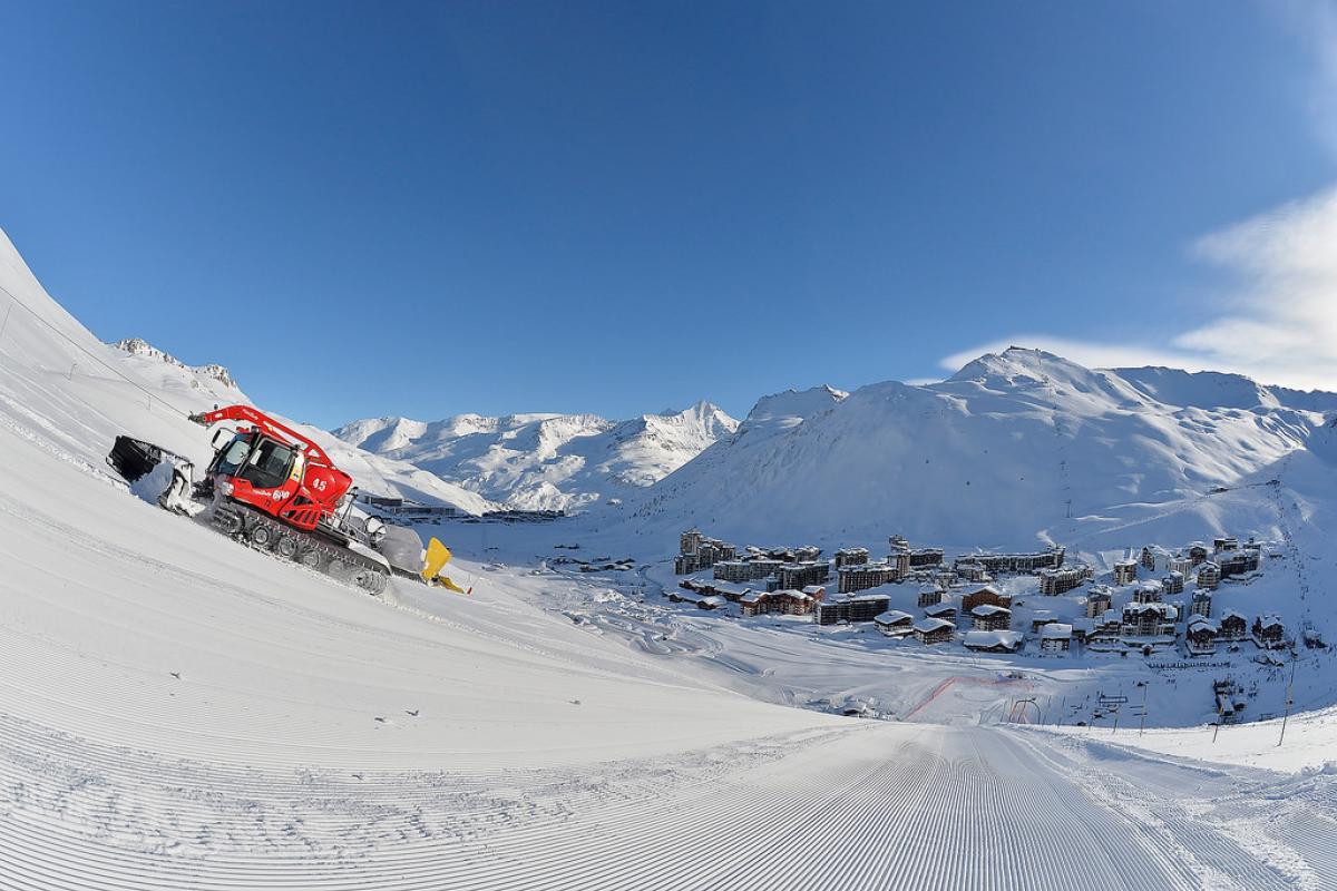 a snow plough on a slope