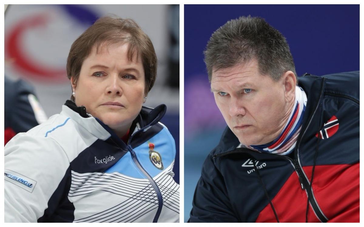 a male and a female wheelchair curler