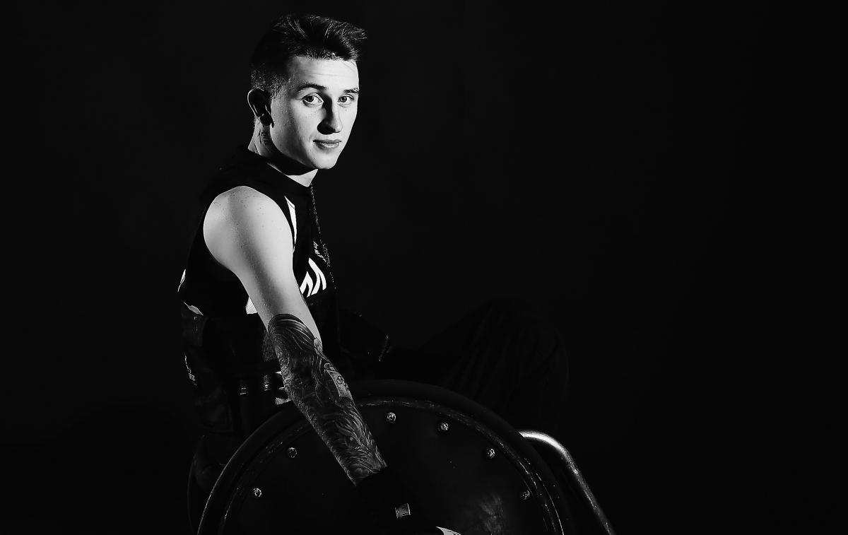 A male wheelchair rugby player