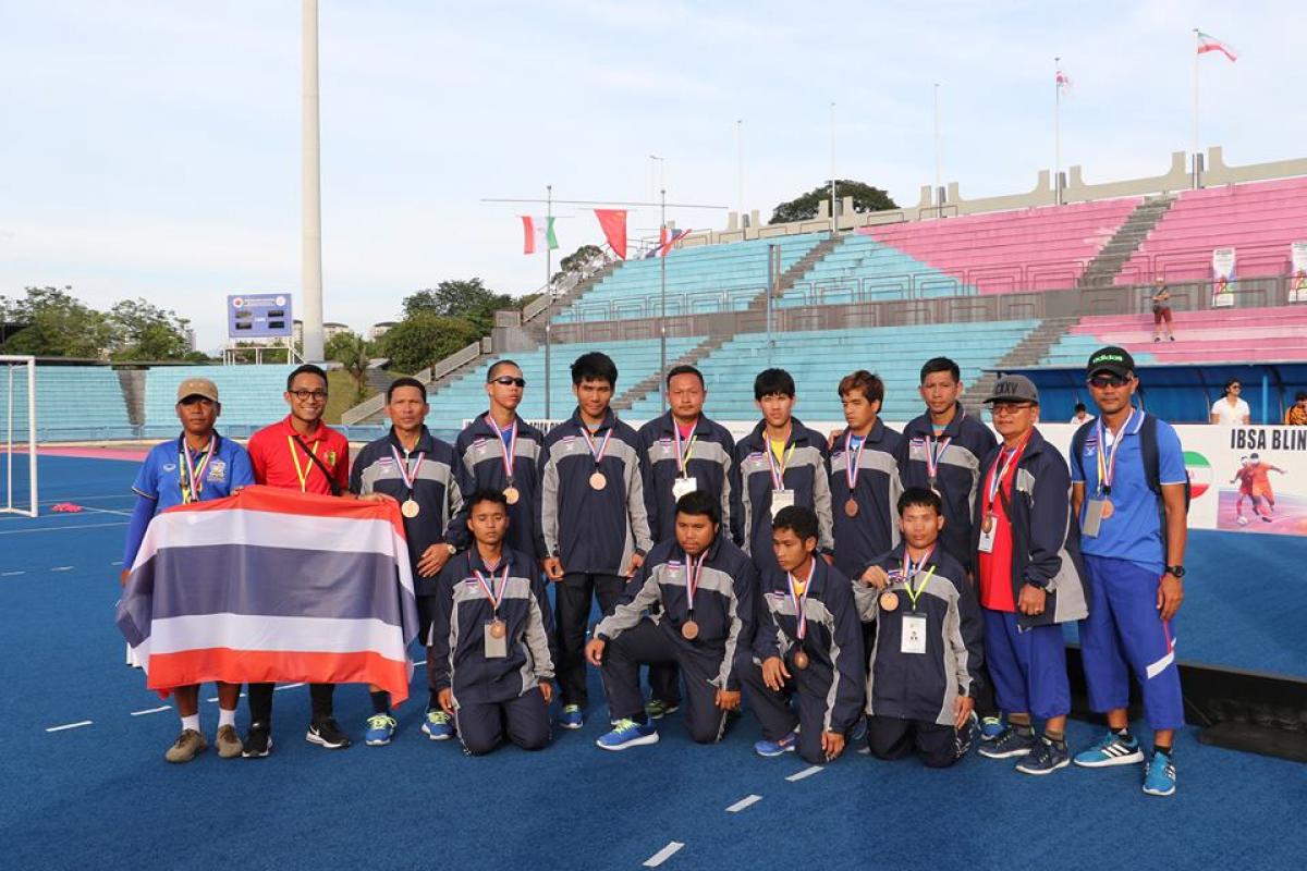 a group of blind football players