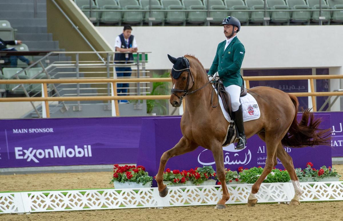 male Para equestrian rider Rodolpho Riskalla on his horse