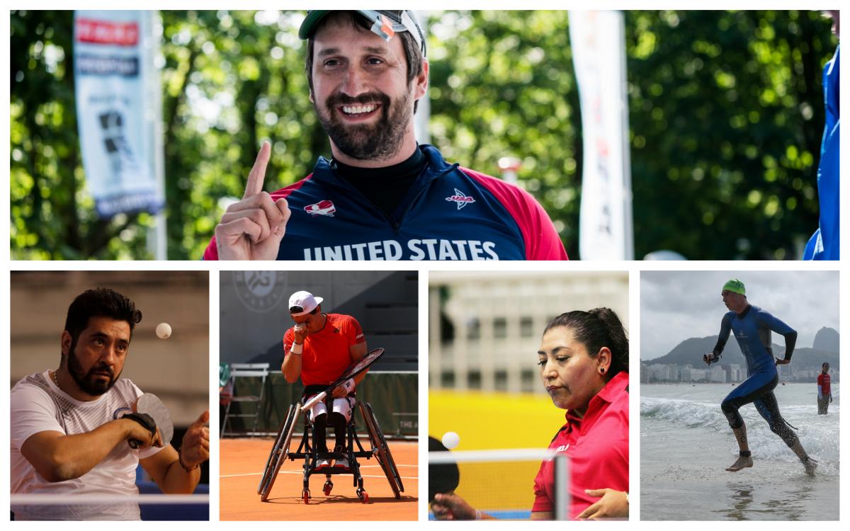 Americas Athlete of the Month - June 2019 Collage of photos featuring Benjamin Thompson, Gustavo Fernandez, Stefan Daniel, Luis Flores and Martha Verdin