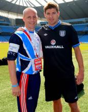England captain Steven Gerrard meets GB 7-a-side captain Matt Dimbylow