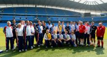GB 7-a-side Football team meet Roy Hodgson and England players during first open training session