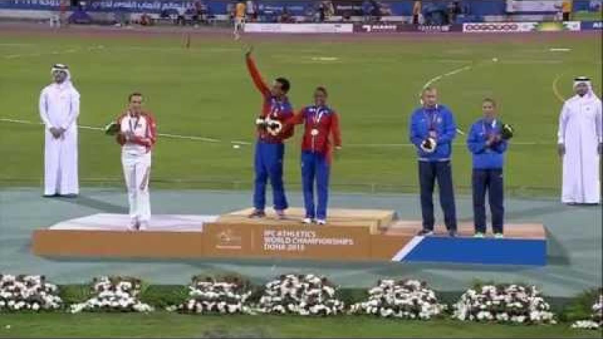 Women's 100m T12 | Victory Ceremony |  2015 IPC Athletics World Championships Doha