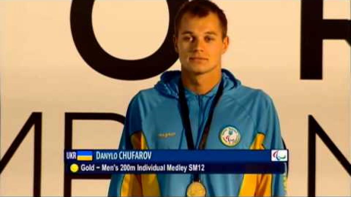 Swimming - men's 200m individual medley SM12 medal ceremony - 2013 IPC Swimming World Championships