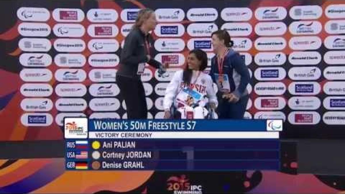 Women's 50m Freesyle S7 | Victory Ceremony | 2015 IPC Swimming World Championships Glasgow