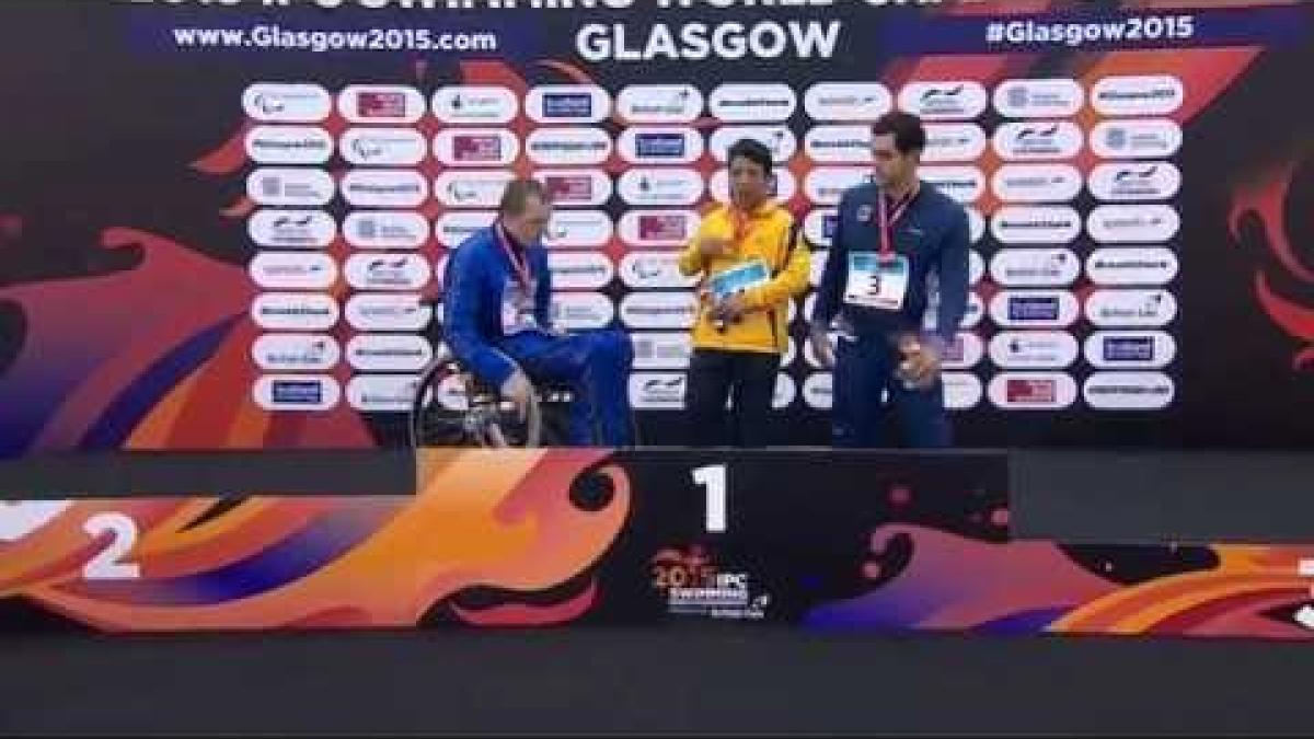 Men's 100m Freestyle S6 | Victory Ceremony | 2015 IPC Swimming World Championships Glasgow