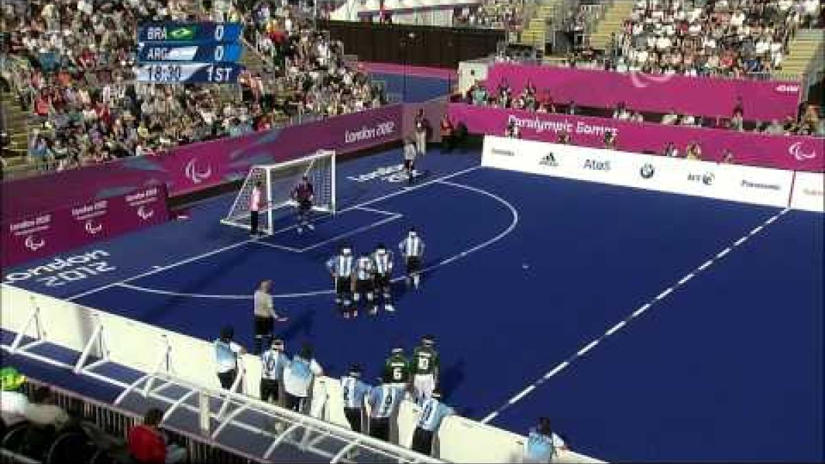 Football 5-a-side - BRA versus ARG - 1st half - Men's Semifinal 2 - London 2012 Paralympic Games