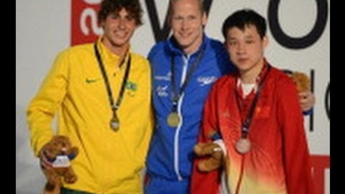 Swimming - men's 200m individual medley SM6 medal ceremony - 2013 IPC Swimming World Championships