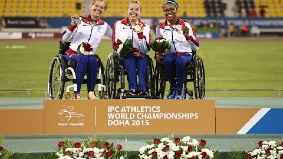 Women's 800m T34 | Victory Ceremony |  2015 IPC Athletics World Championships Doha