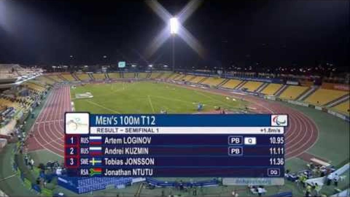 Men's 100m T12 | Semifinal 1 |  2015 IPC Athletics World Championships Doha