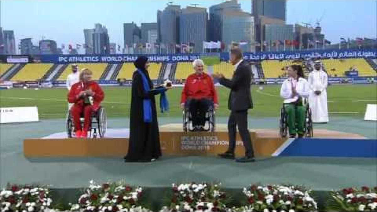 Women's shot put F55 | Victory Ceremony |  2015 IPC Athletics World Championships Doha