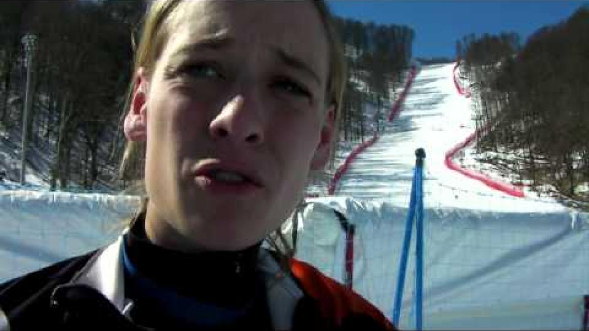 Anna Schaffelhuber on the downhill at Sochi