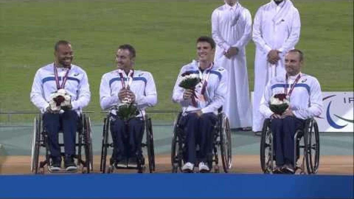 Men's 4x400m T53/54 | Victory Ceremony |  2015 IPC Athletics World Championships Doha
