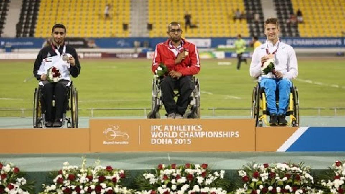 Men's 800m T34 | Victory Ceremony |  2015 IPC Athletics World Championships Doha