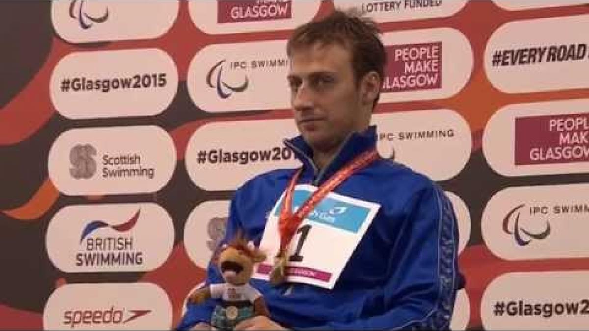 Men's 50m Backstroke S3 | Victory Ceremony | 2015 IPC Swimming World Championships Glasgow
