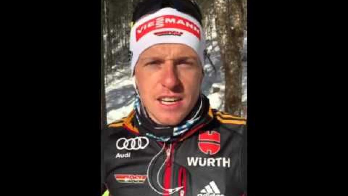 Florian Graf sends video message to IPC Nordic skiers
