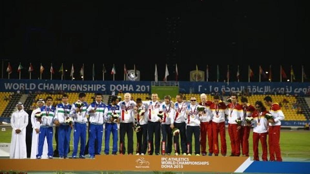 Men's 4x100m T11-13 | Victory Ceremony |  2015 IPC Athletics World Championships Doha