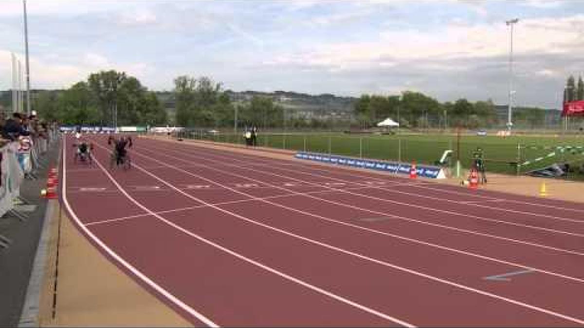 Hannah Cockroft wins the 100m T34/51 in Nottwil