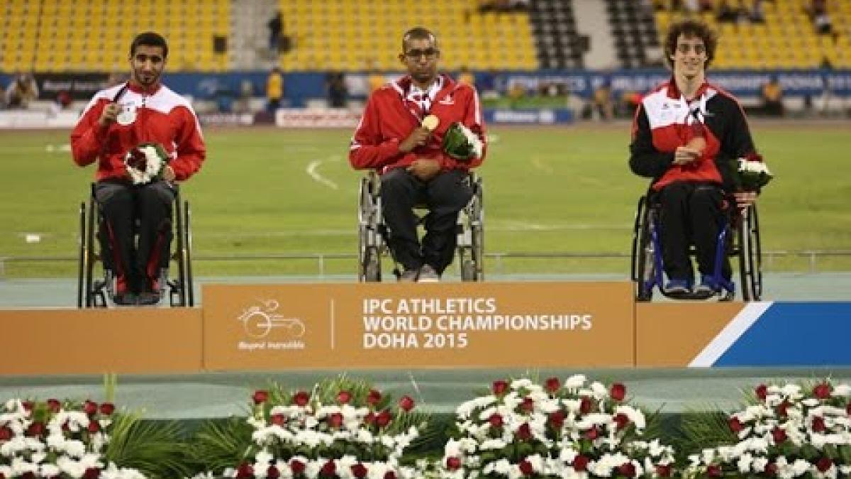 Men's 100m T34 | Victory Ceremony |  2015 IPC Athletics World Championships Doha